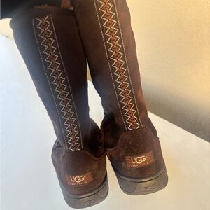 UGG Chocolate Boots with Embroidered Pattern Australia